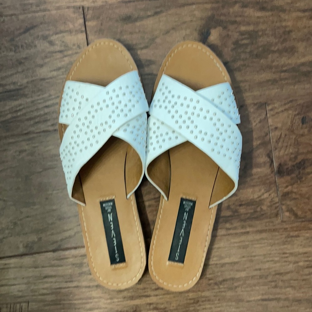 White studded sandals